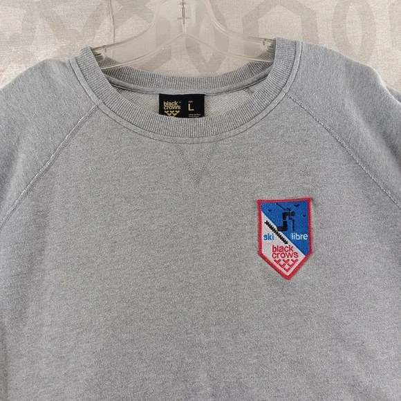 Black Crows Ski Club Sweater Mens Large Gray Crew Neck Pullover